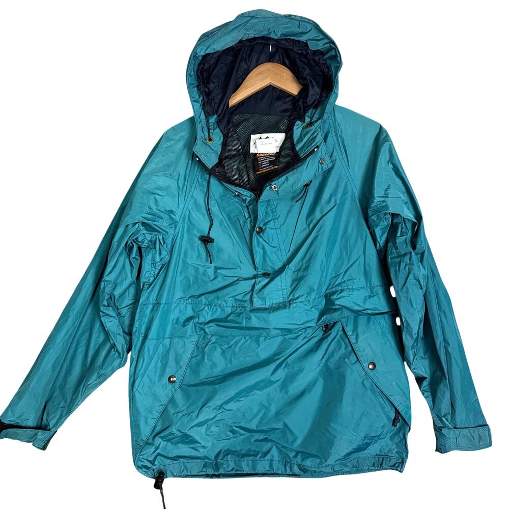 Vintage 90s REI Teal Anorak Parka Pullover Jacket Windbreaker Hood M Gore-Tex